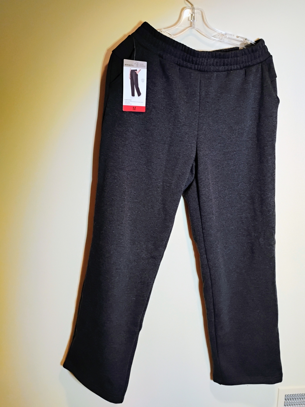 Mondetta Women's Fleece Black/Gray Sweatpants with Elastic Waist Side Pockets